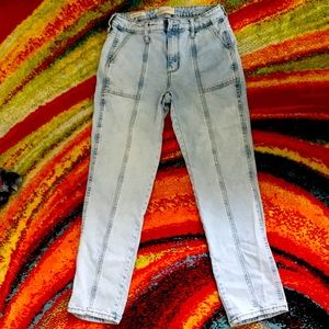 Vintage denim pants, light wash, high rise slim straight, size 0